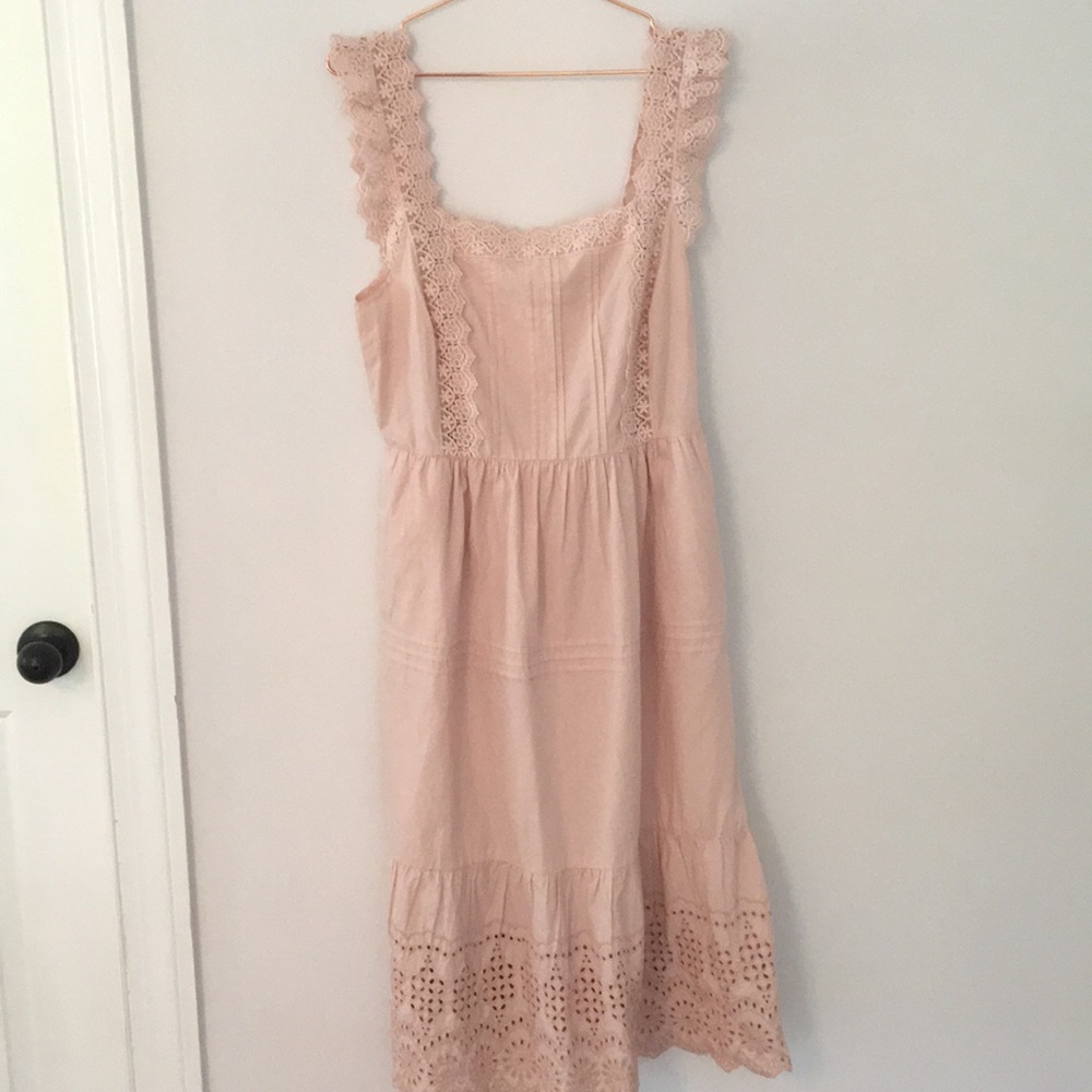Miss Selfridge Blush Pink Lace Midi Dress